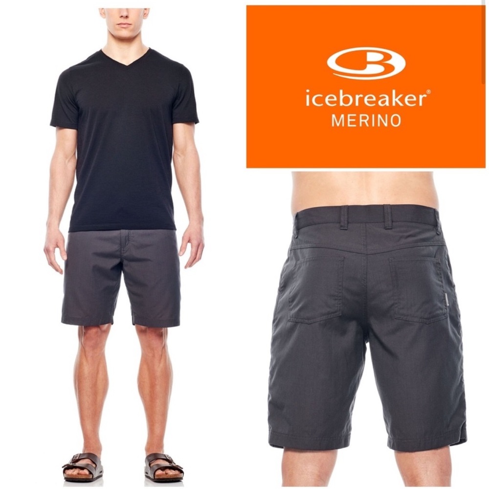 [32 Men] Shorts Icebreaker Escape Merino Wool Shorts in Charcoal Grey